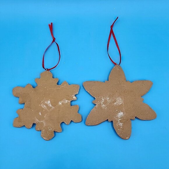Gingerbread Snowflake Faux Frosted Cookie Ornaments Set Of 2 Fake Bake [v2 - Picture 8 of 8